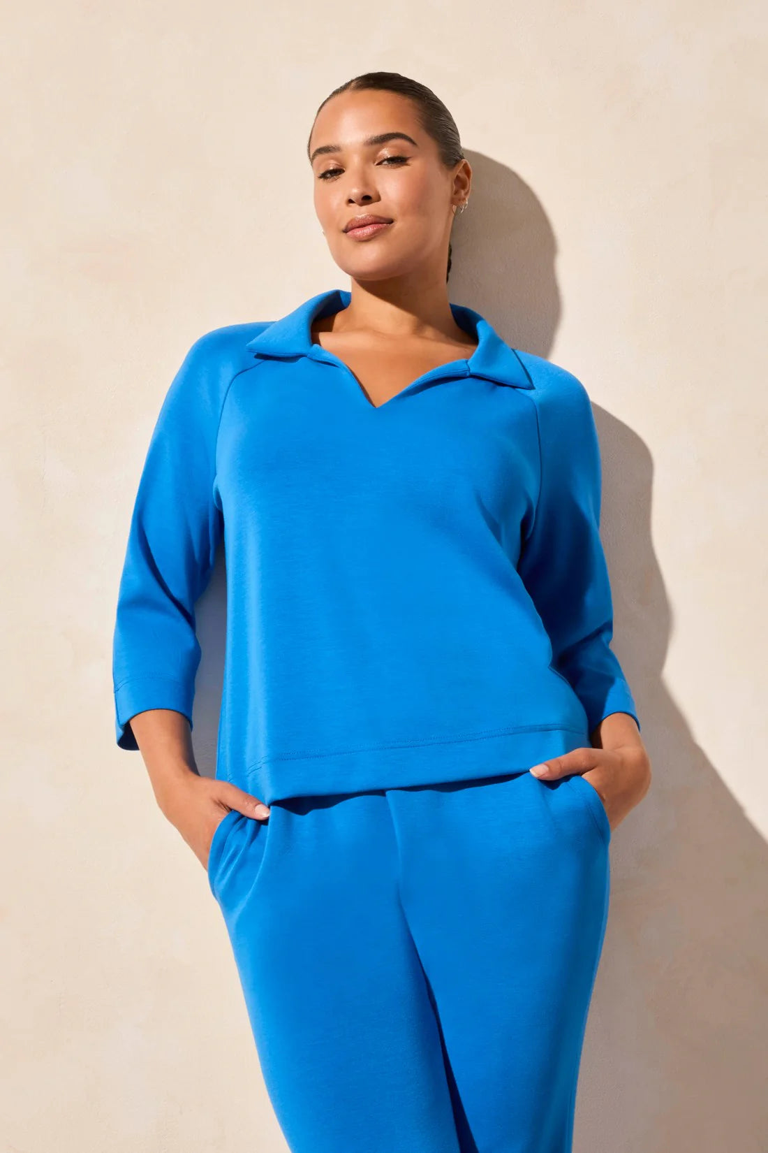 TRIBAL TECHNO LUX JOHNNY COLLAR POLO TOP (Multiple Colors)