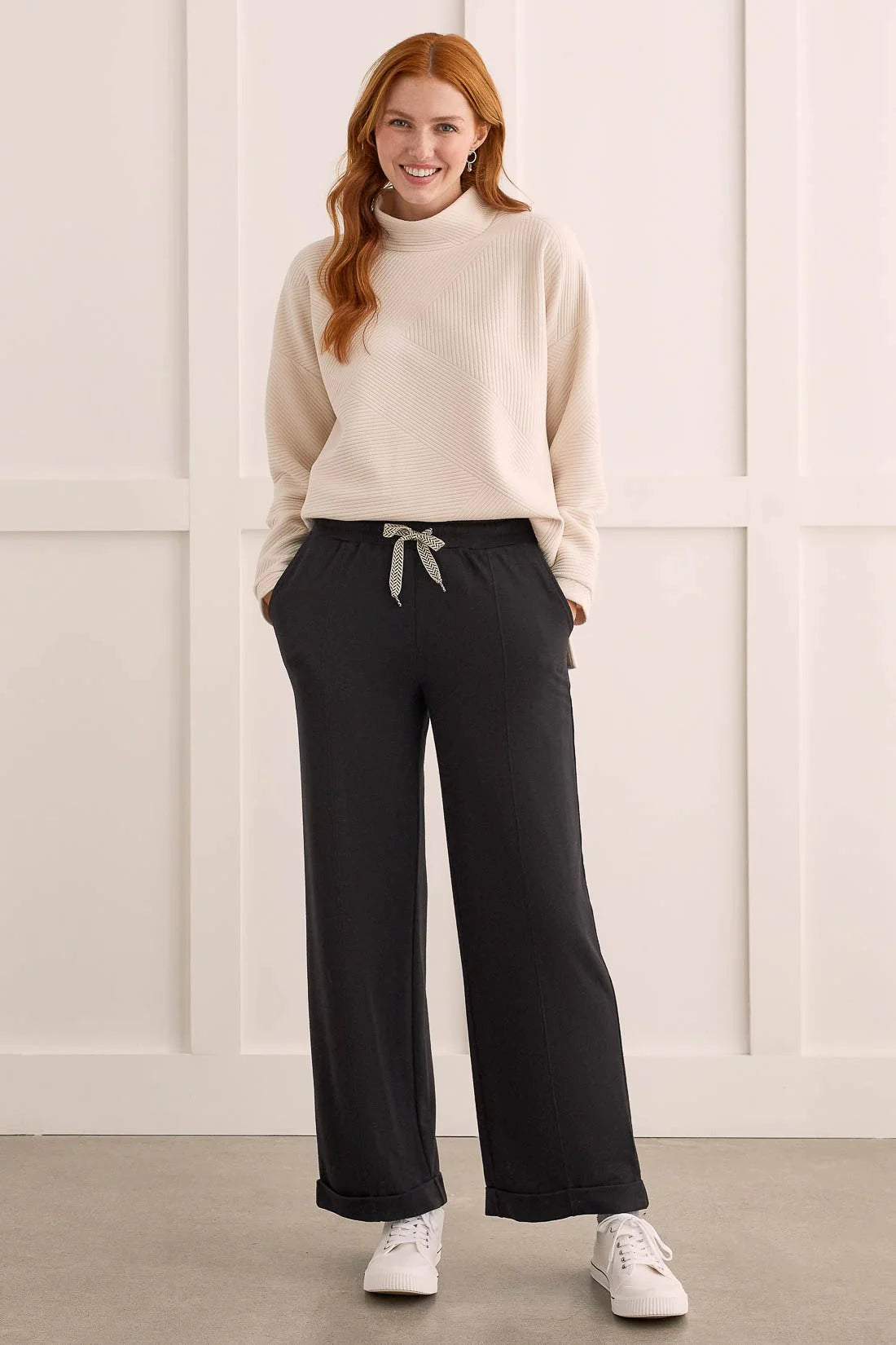 TRIBALPULL-ON SOFT FRENCH TERRY PANTS WITH CUFF