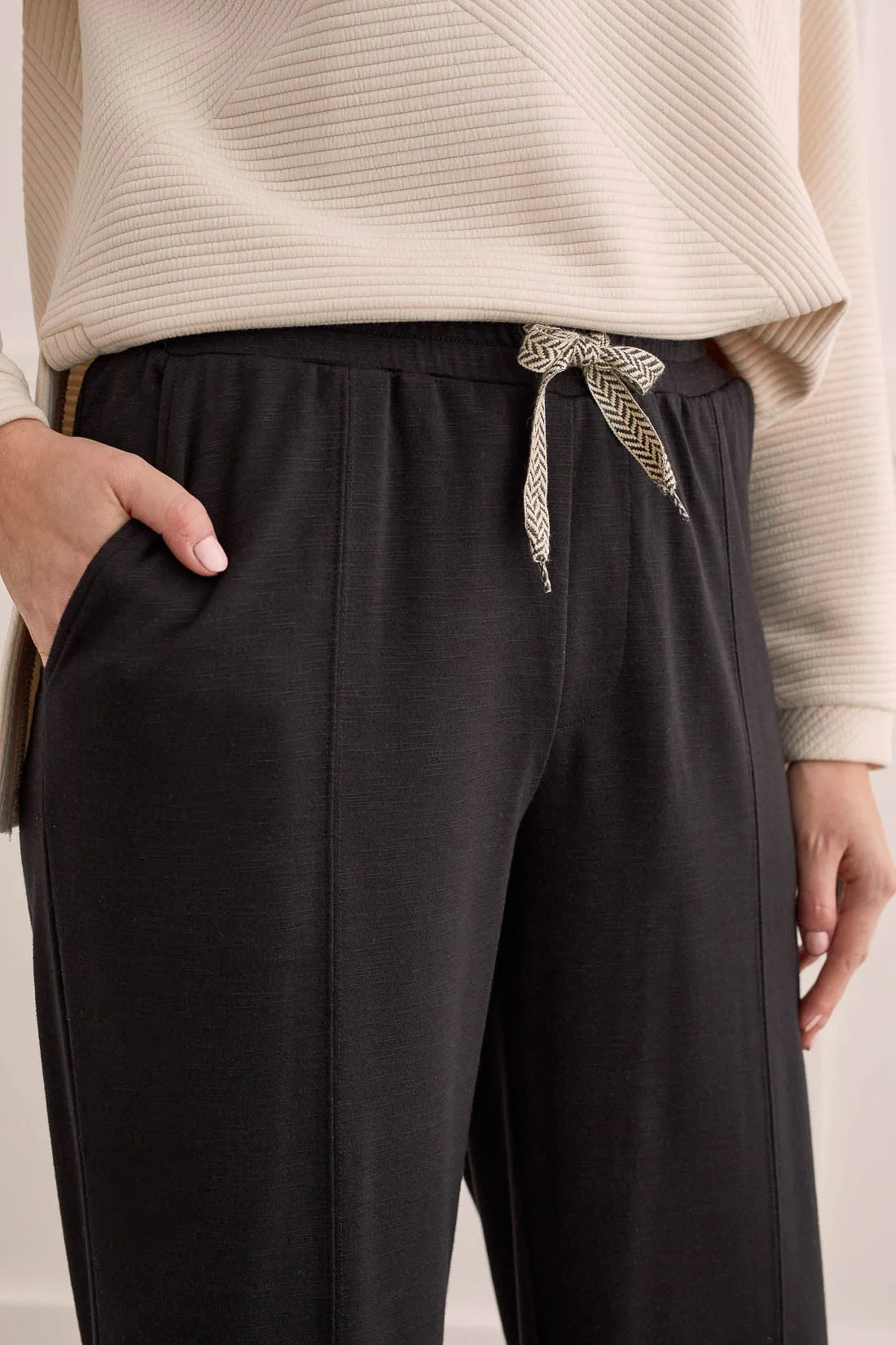 TRIBALPULL-ON SOFT FRENCH TERRY PANTS WITH CUFF