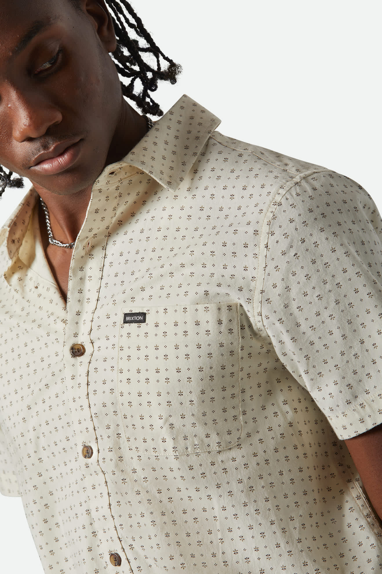 Brixton CHARTER PRINT S/S SHIRT (Ivy Green or Off White MiroFloral)