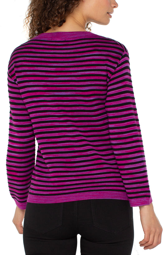Liverpool Boxy Stripe Pullover Sweater