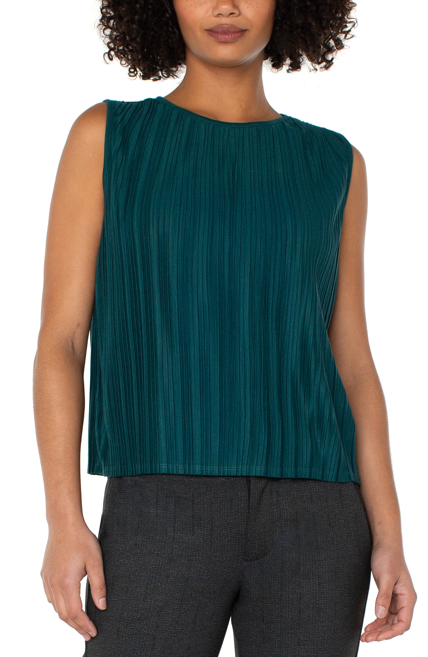 Liverpool Sleeveless Crew Neck Knit Top Emerald