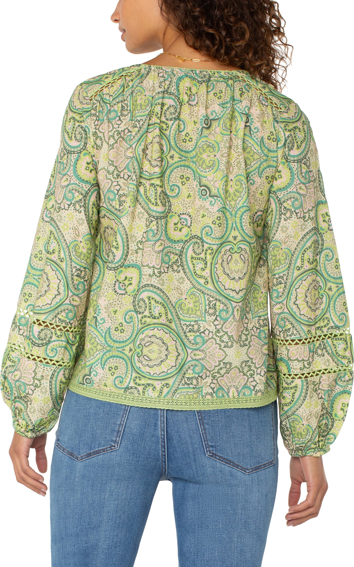 Liverpool Print Tie Neck Top