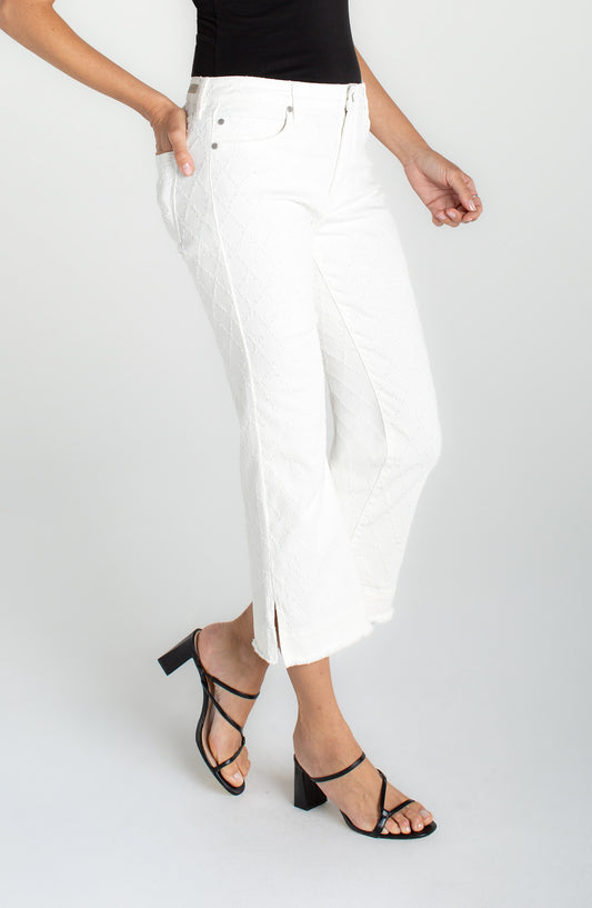 Liverpool Hannah Crop Flare w/ wide fray hem and slit