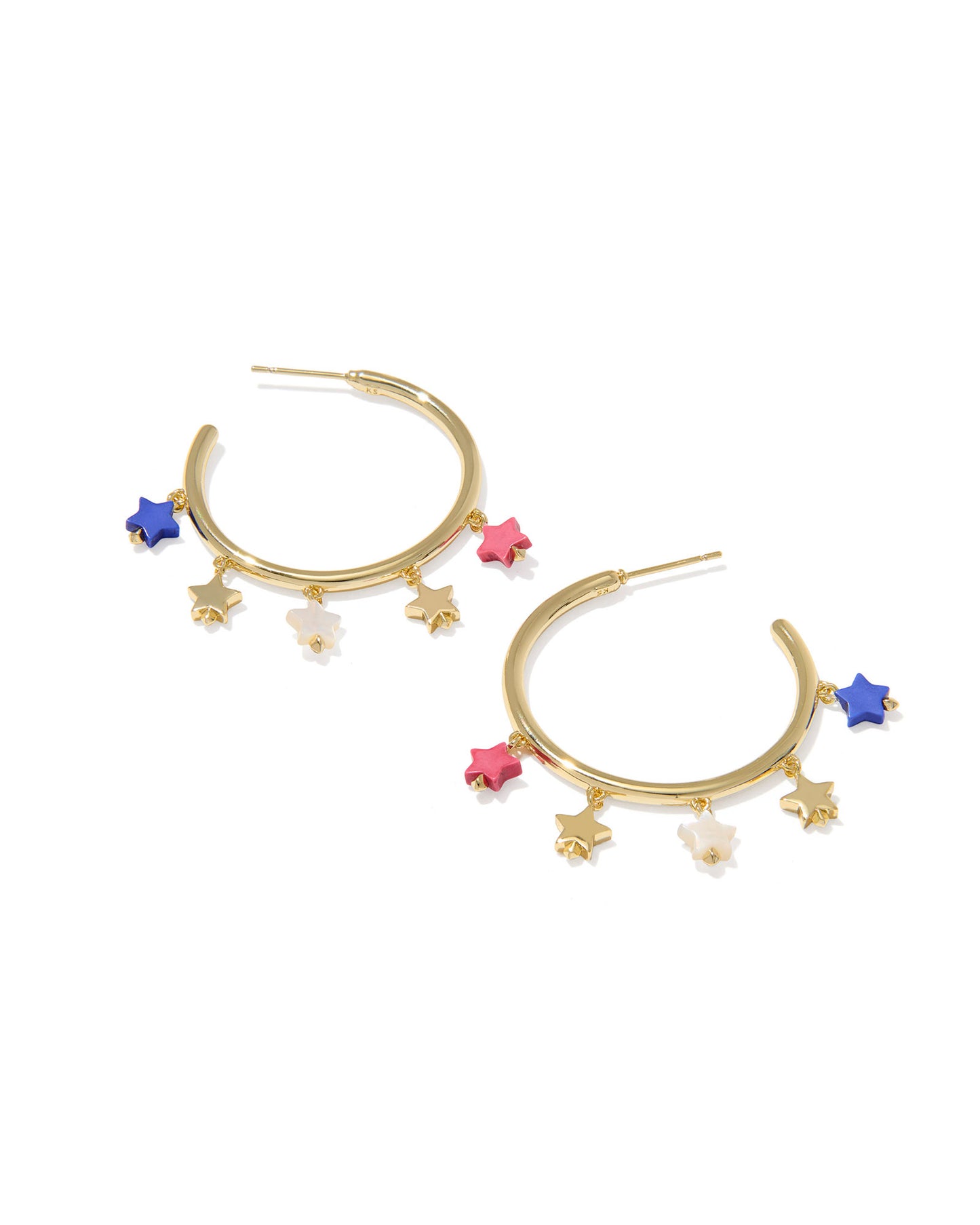 Kendra Scott CAMILA HOOP EARRINGS GOLD RED WHITE BLUE MIX