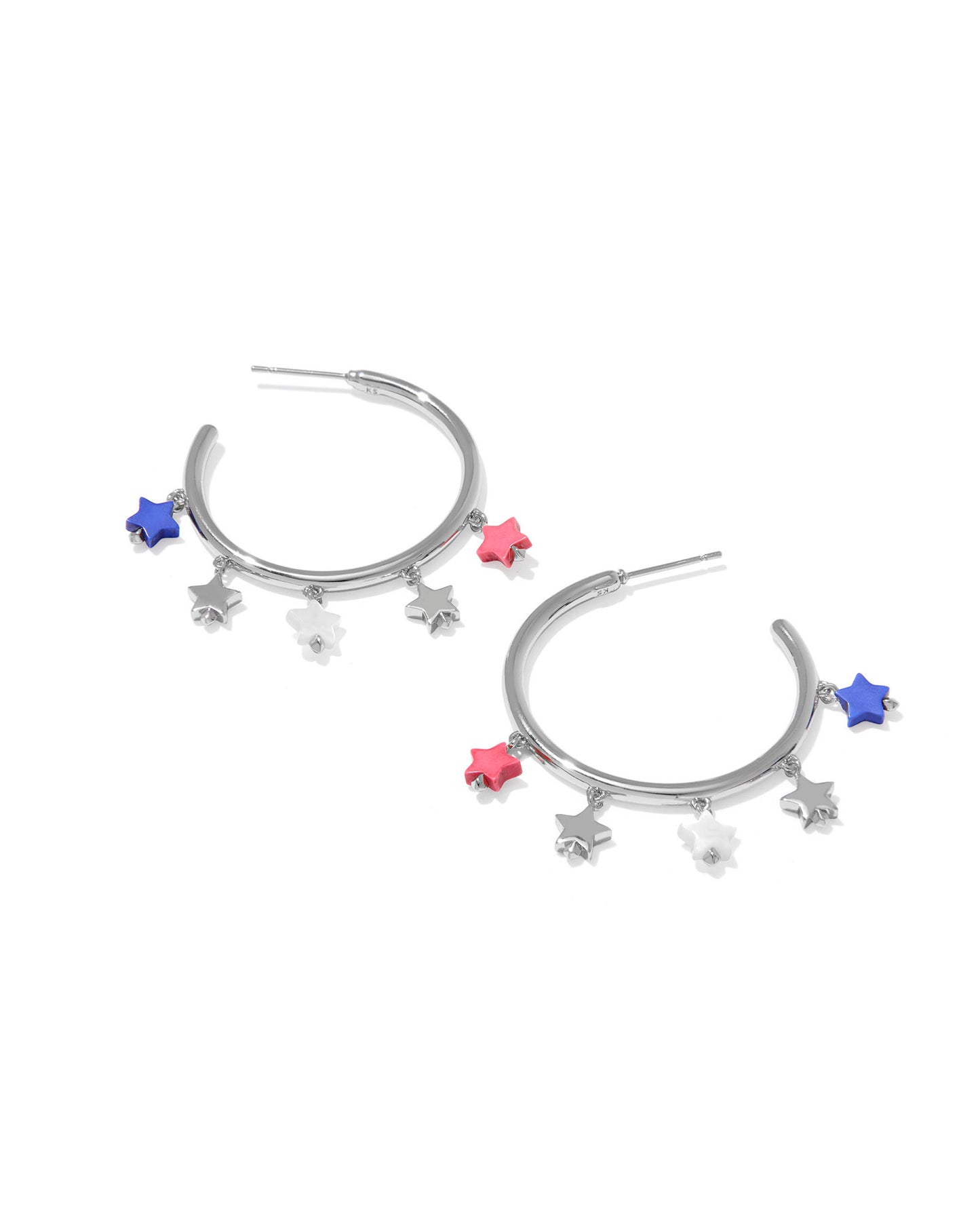 CAMILA HOOP EARRINGS SILVER RED WHITE BLUE MIX
