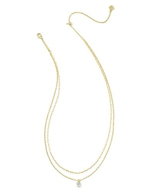 Kendra Scott CAILIN MULTI STRAND NECKLACE GOLD WHITE CRYSTAL