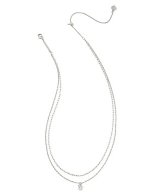 Kendra Scott CAILIN MULTI STRAND NECKLACE Silver WHITE CRYSTAL