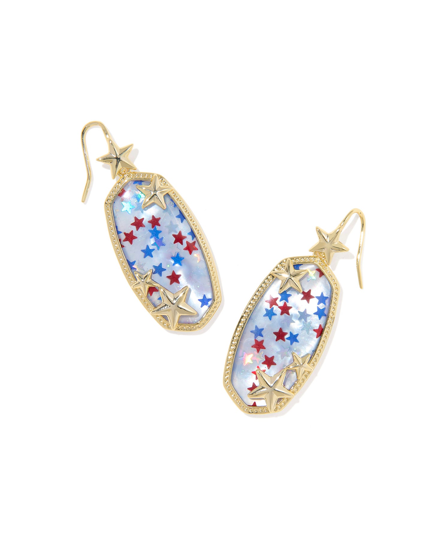 ELLE MULTI STAR DROP EARRINGS RED WHITE BLUE STAR ILLUSION (Silver or Gold)