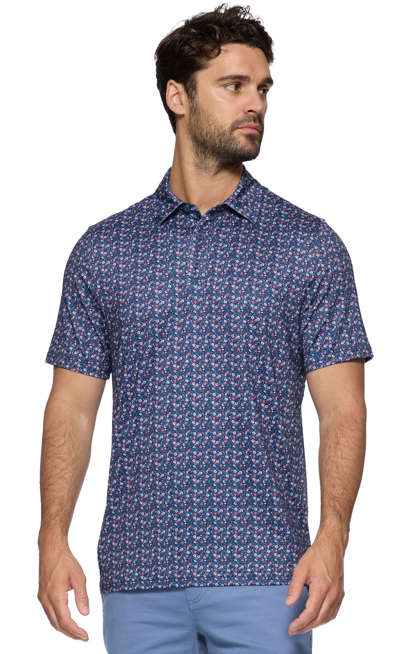 Flag & Anthem HIGGINS AMERICANA FLORAL PRINT PERFORMANCE POLO