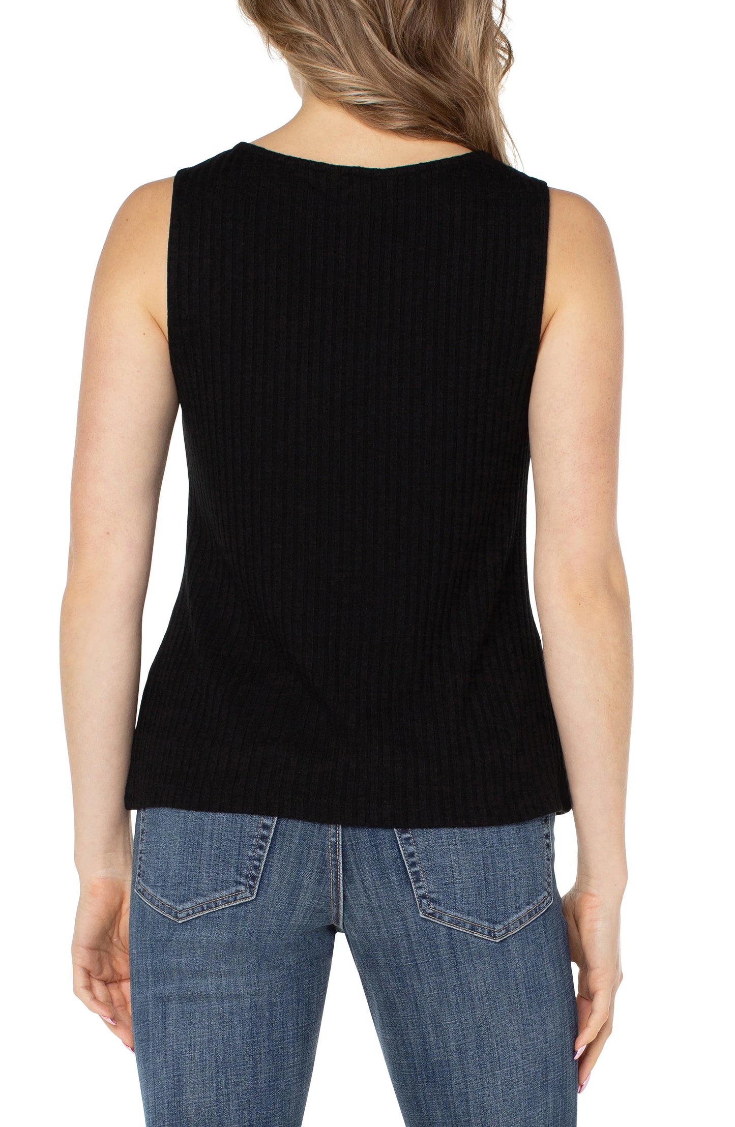 Liverpool Sleeveless Boat Neck Rib Knit Top (3 Color Choices)