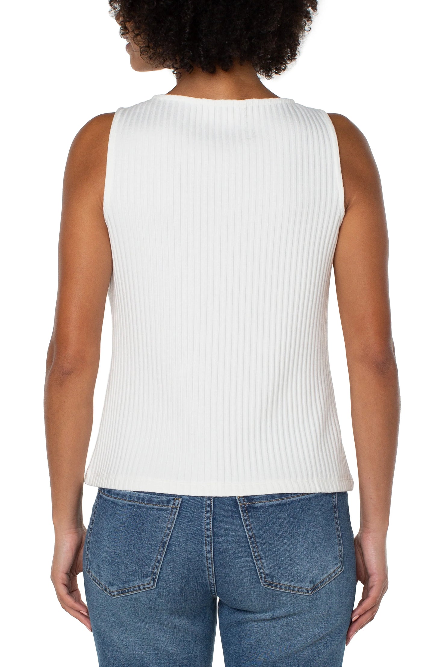 Liverpool Sleeveless Boat Neck Rib Knit Top (3 Color Choices)