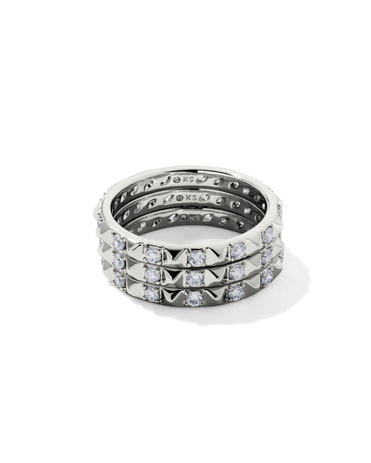 Kendra Scott FATE RING SET OF 3 SILVER WHITE CZ