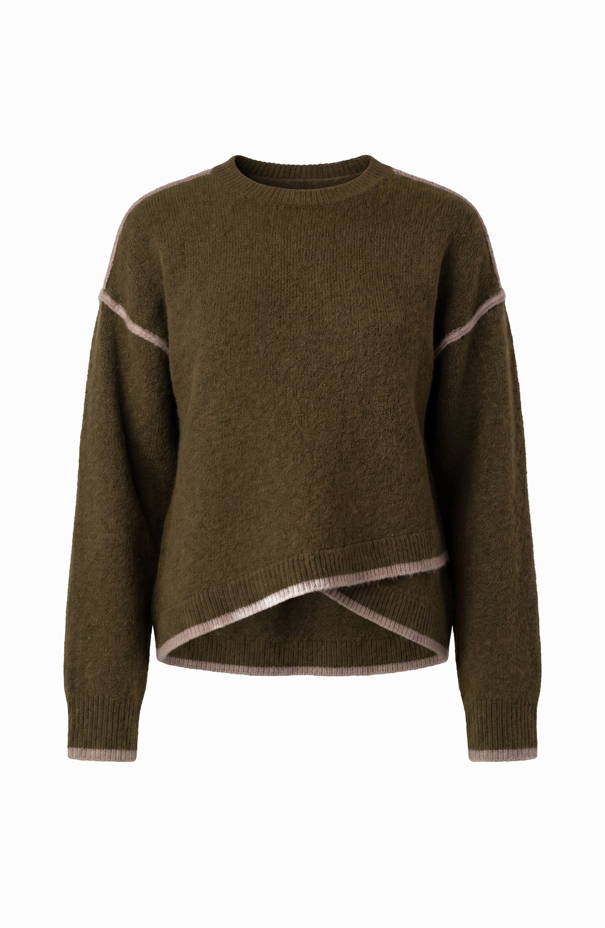 Liverpool Long Sleeve Sweater W/ Tulip Hem - Olive with mushroom