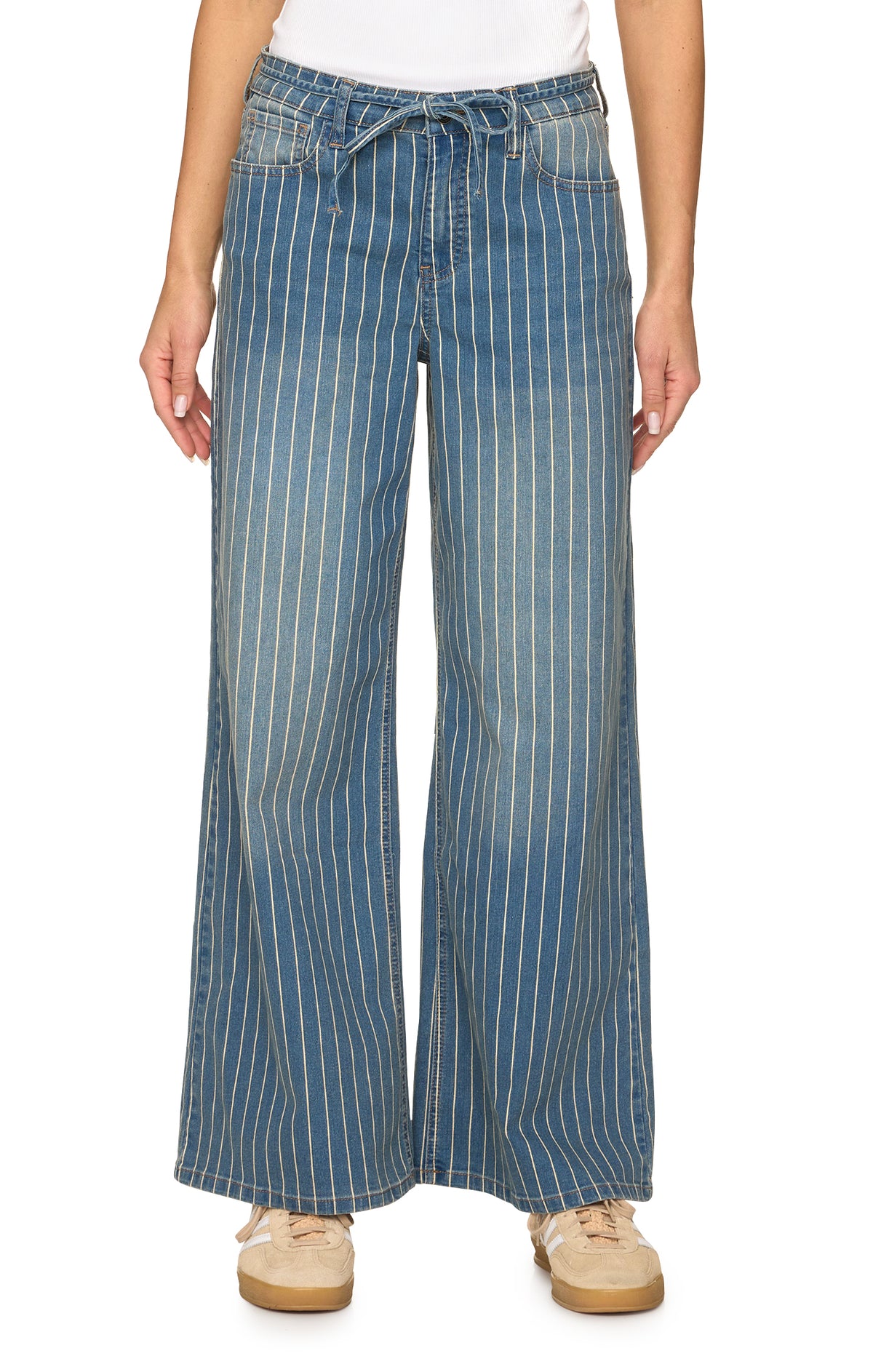 Flag & Anthem LYNSEY STRIPE WIDE LEG KNIT DENIM W/ TIE