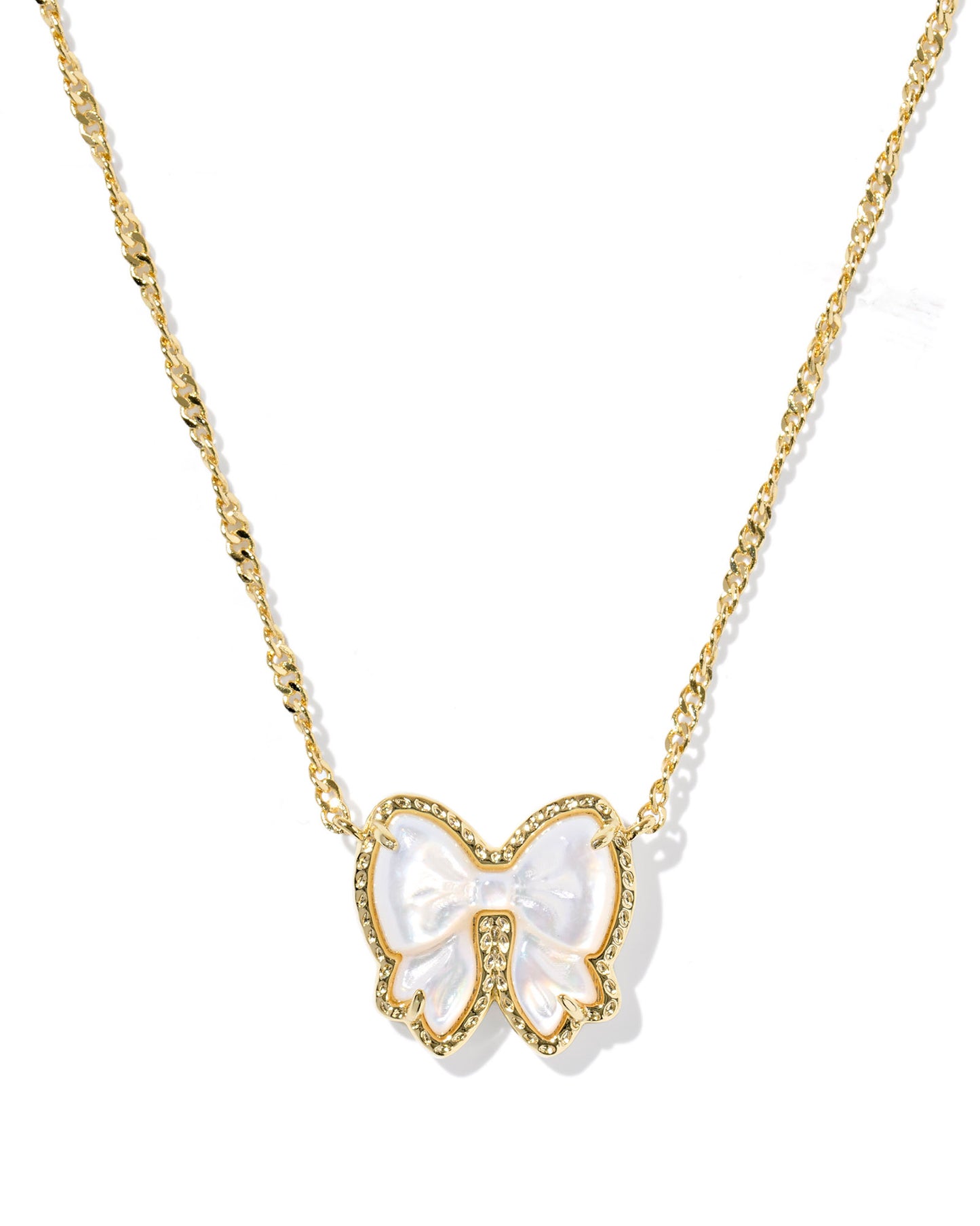 Kendra Scott HALEY BOW SHORT PENDANT NECKLACE GOLD IVORY or BLUSH IVORY MOTHER OF PEARL
