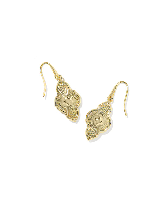 ABBIE MEDALLION SMALL DROP EARRINGS GOLD HOT PINK MIX