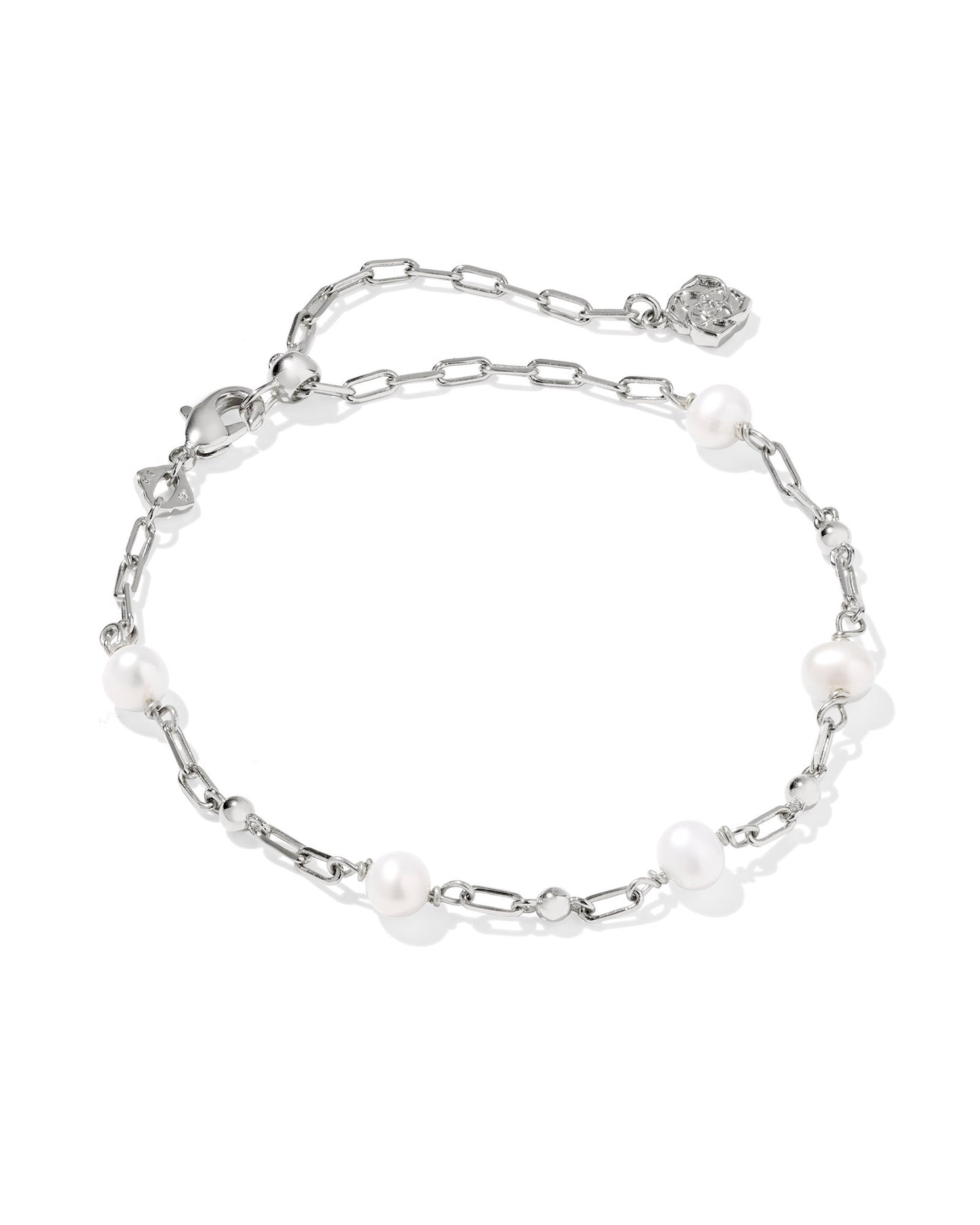 Kendra Scott ASHTON DELICATE CHAIN BRACELET SILVER FRESHWATER CULTURED PEARL