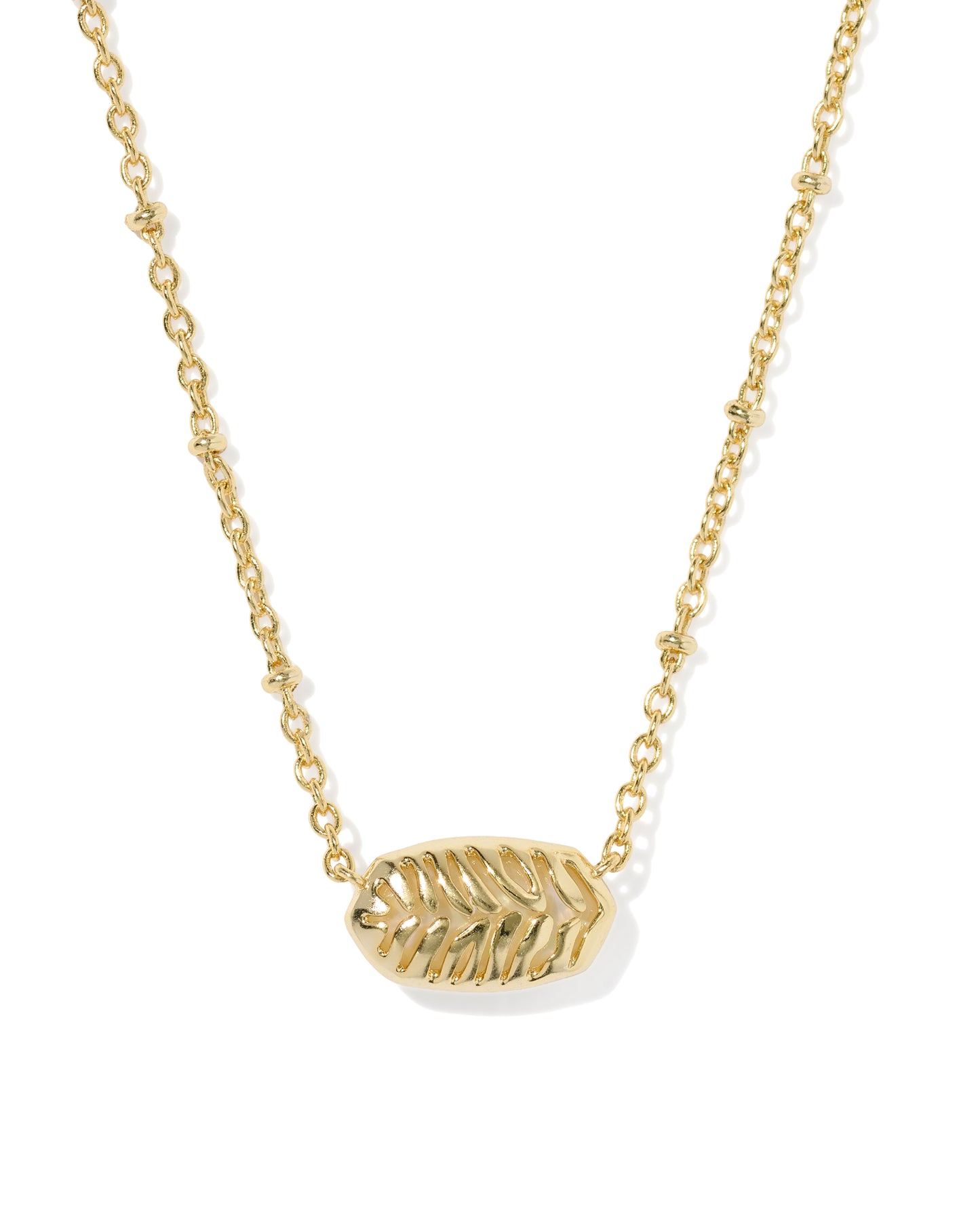 Kendra Scott TIGER STRIPED ELISA SHORT PENDANT NECKLACE GOLD NATURAL MOTHER OF PEARL