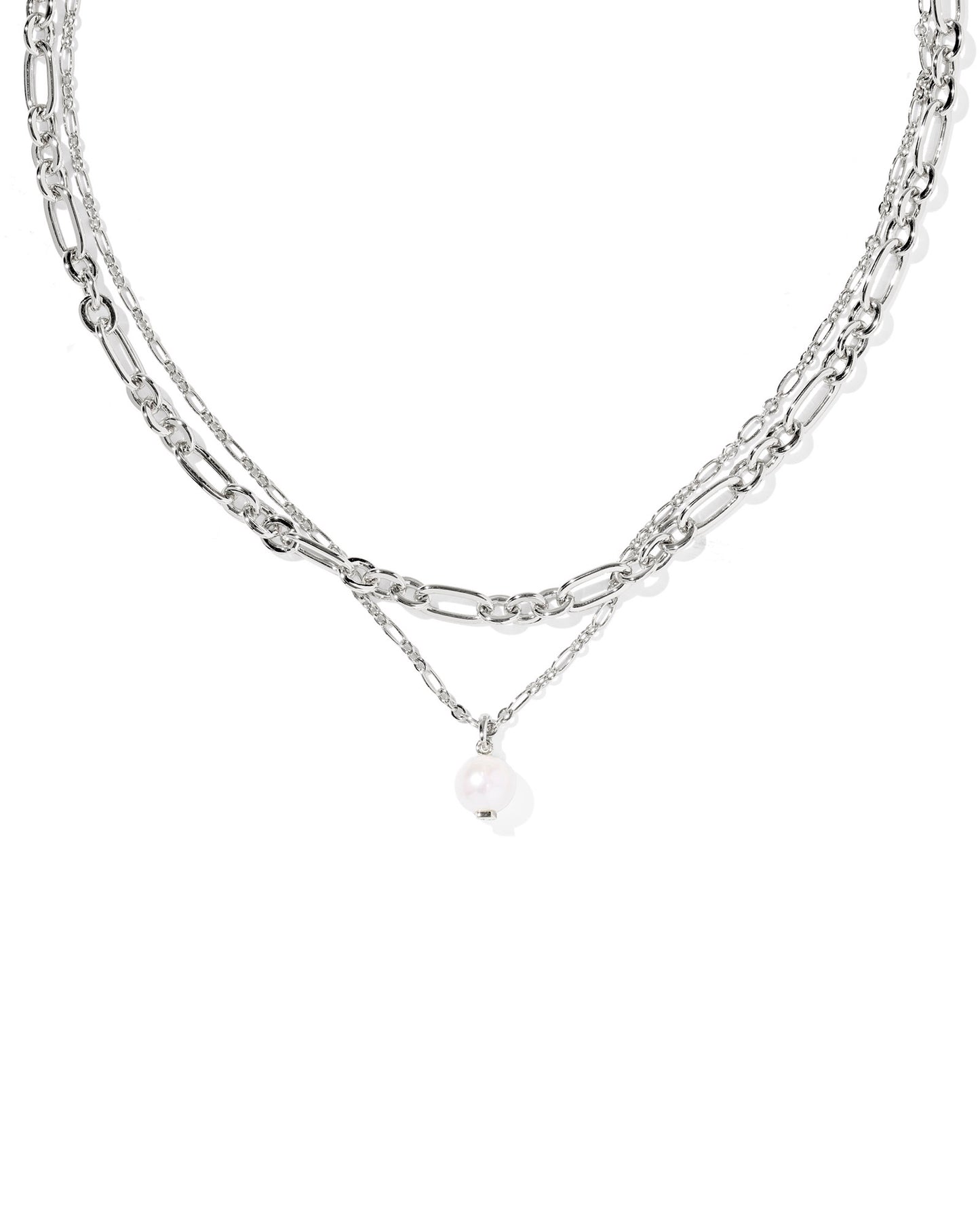 Kendra Scott ASHTON MULTI STRAND NECKLACE SILVER FRESHWATER CULTURED PEARL