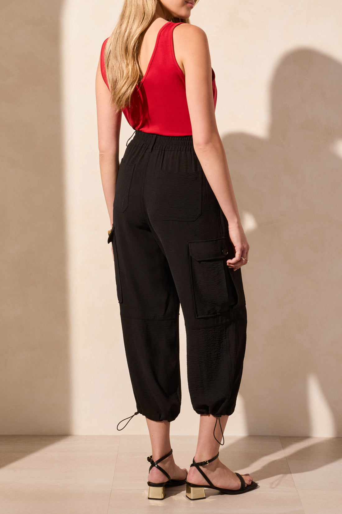 TRIBAL FLOWY CARGO PANT With BUNGEE CORD (ALOE LEAF or BLACK)