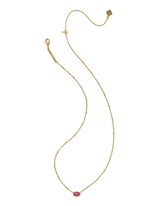 Kendra Scott MINI ELISA SATELLITE SHORT PENDANT NECKLACE VINTAGE GOLD DARK FUCHSIA VARIEGATED MAGNESITE
