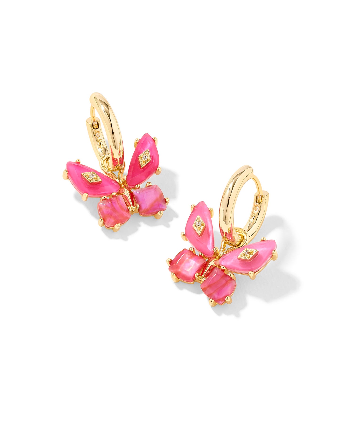 Kendra Scott BIANCA BUTTERFLY HUGGIE EARRINGS GOLD (Green, Irdscnt White, or Pink)