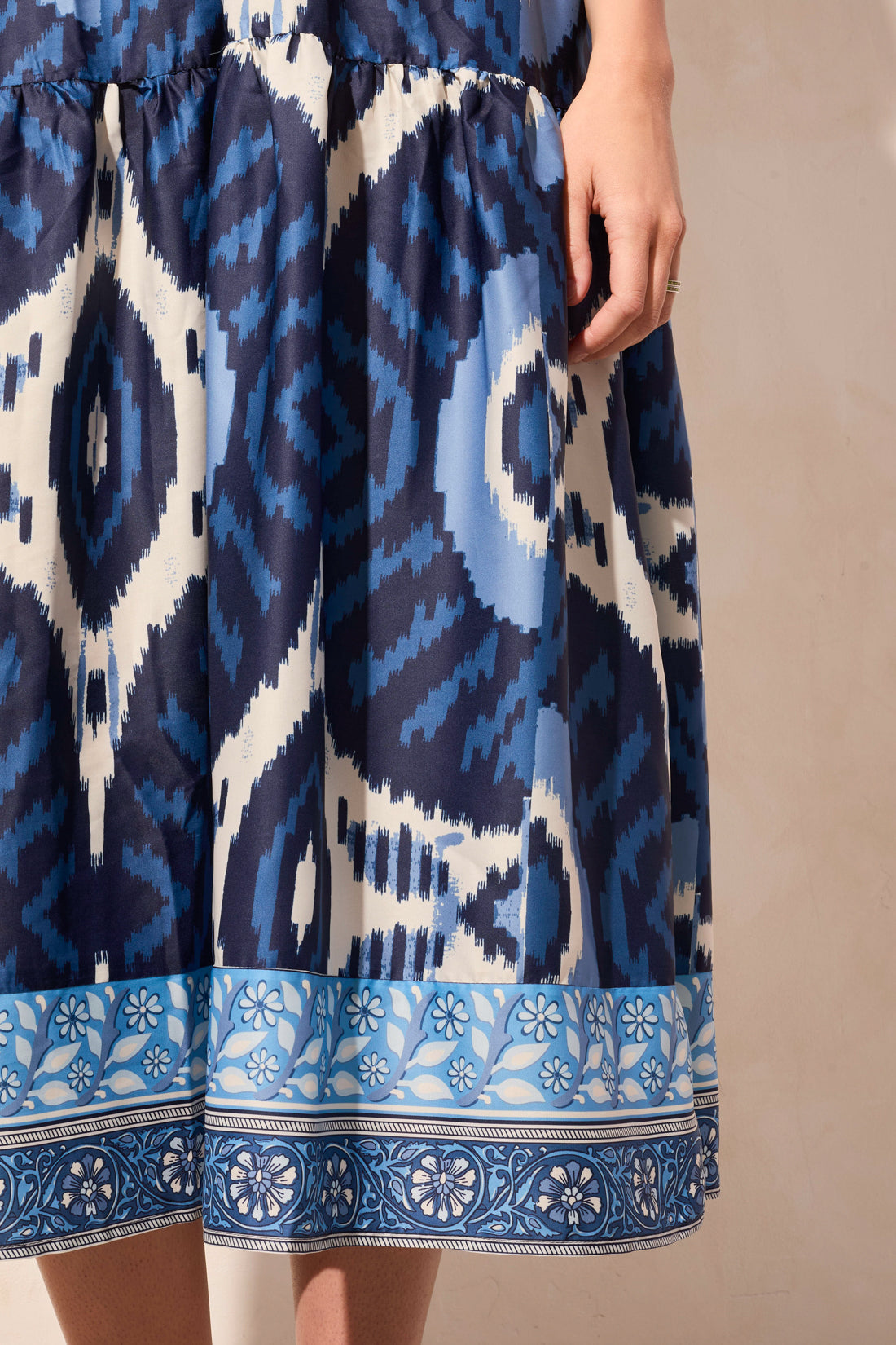 TRIBAL PRINTED MAXI DRESS WITH SHOULDER TIES-NAUTICAL