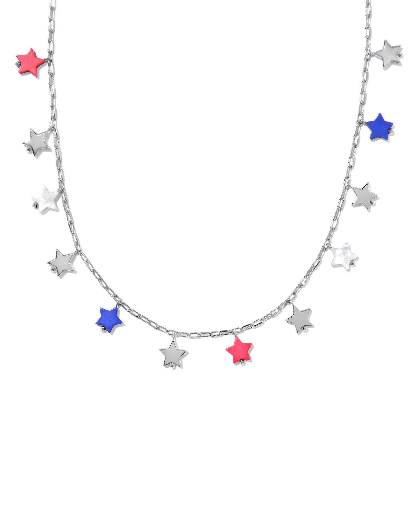 CAMILA STRAND NECKLACE SILVER RED WHITE BLUE MIX