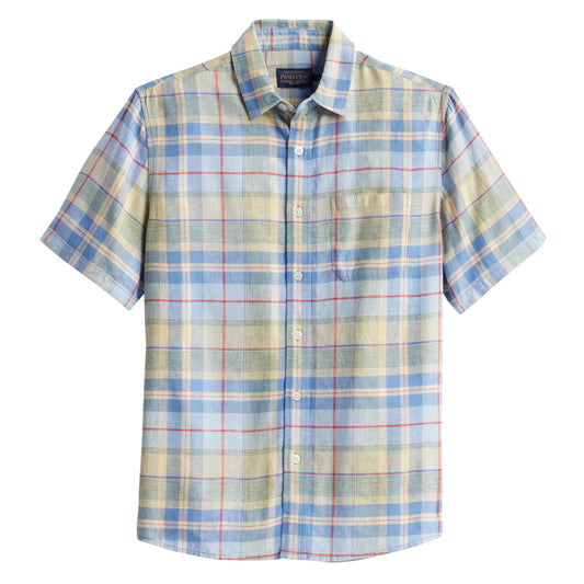 Pendleton Dawson Linen Shirt Blue Multi Plaid