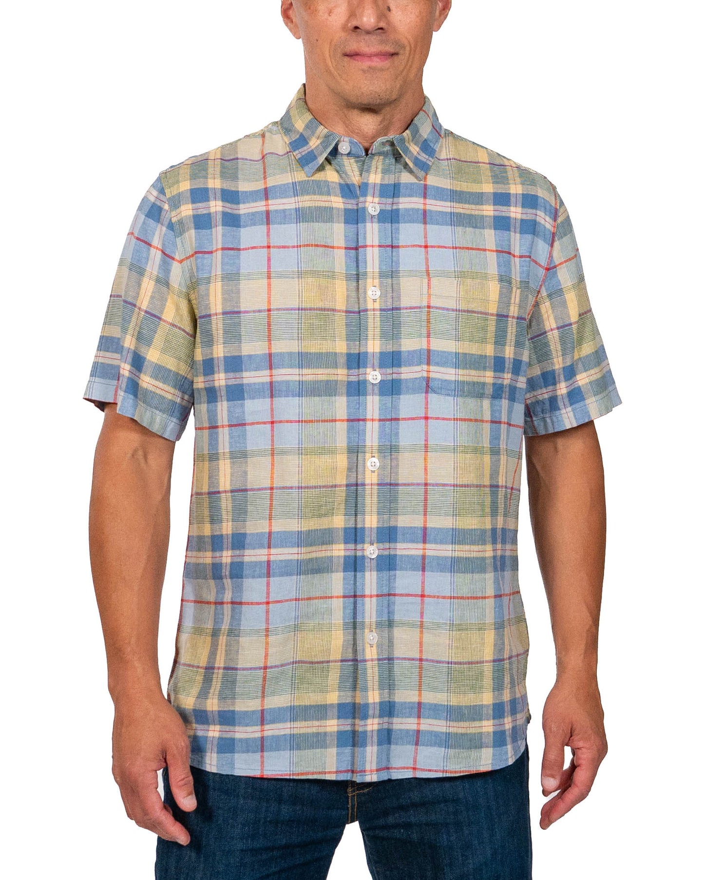Pendleton Dawson Linen Shirt Blue Multi Plaid