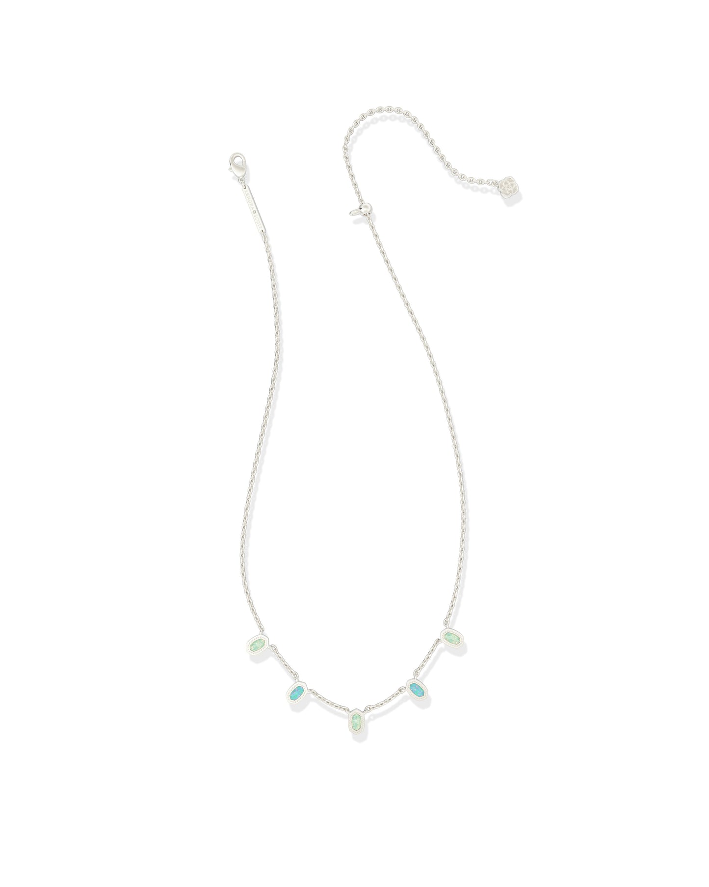 MINI ELISA STRAND NECKLACE SILVER GREEN MIX