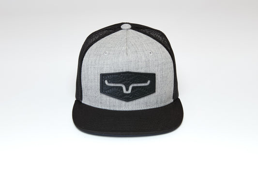 Kimes Ranch Arbor Gray & Black Logo Patch Flat Bill Trucker Cap
