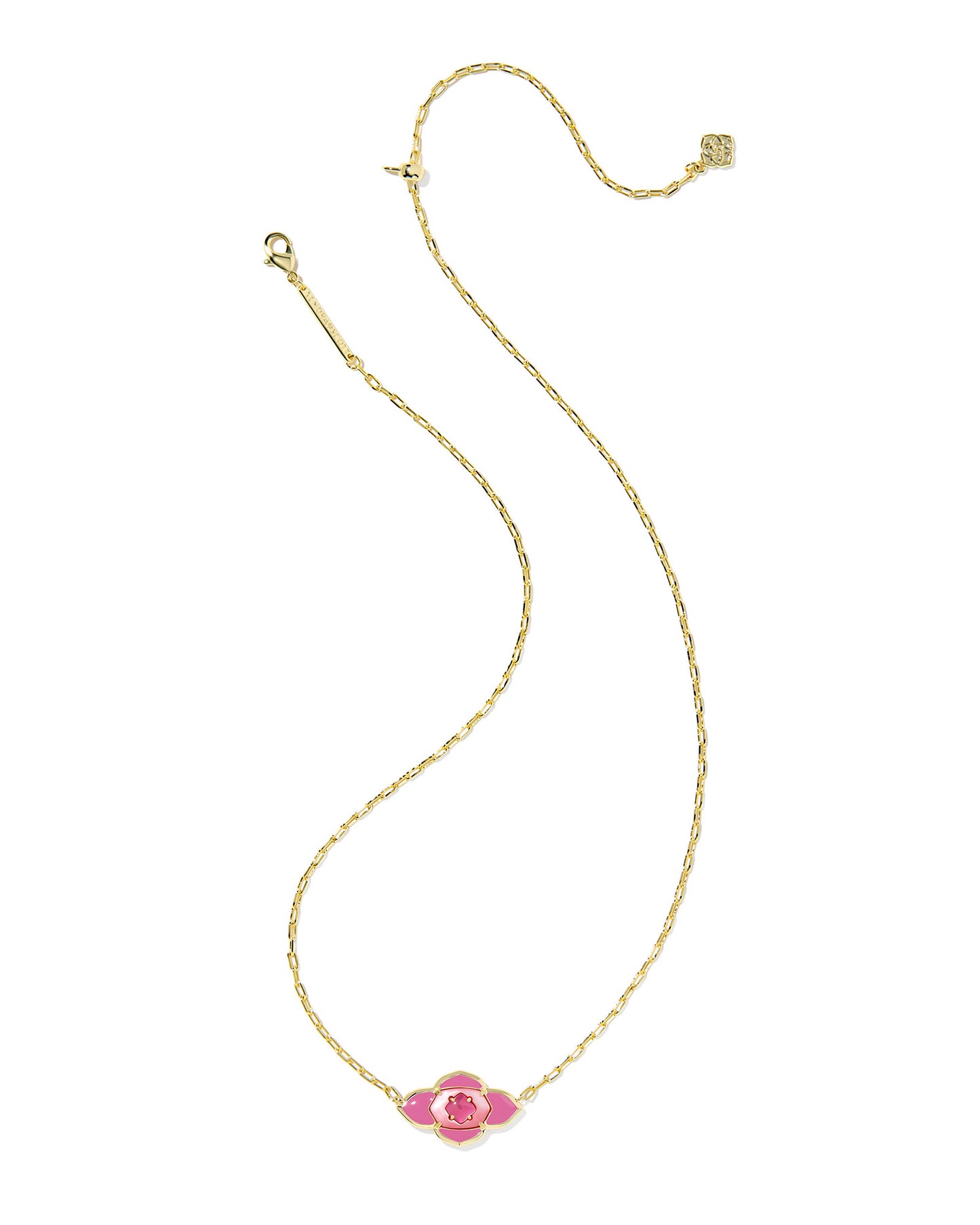 ABBIE MEDALLION SHORT PENDANT NECKLACE GOLD HOT PINK MIX