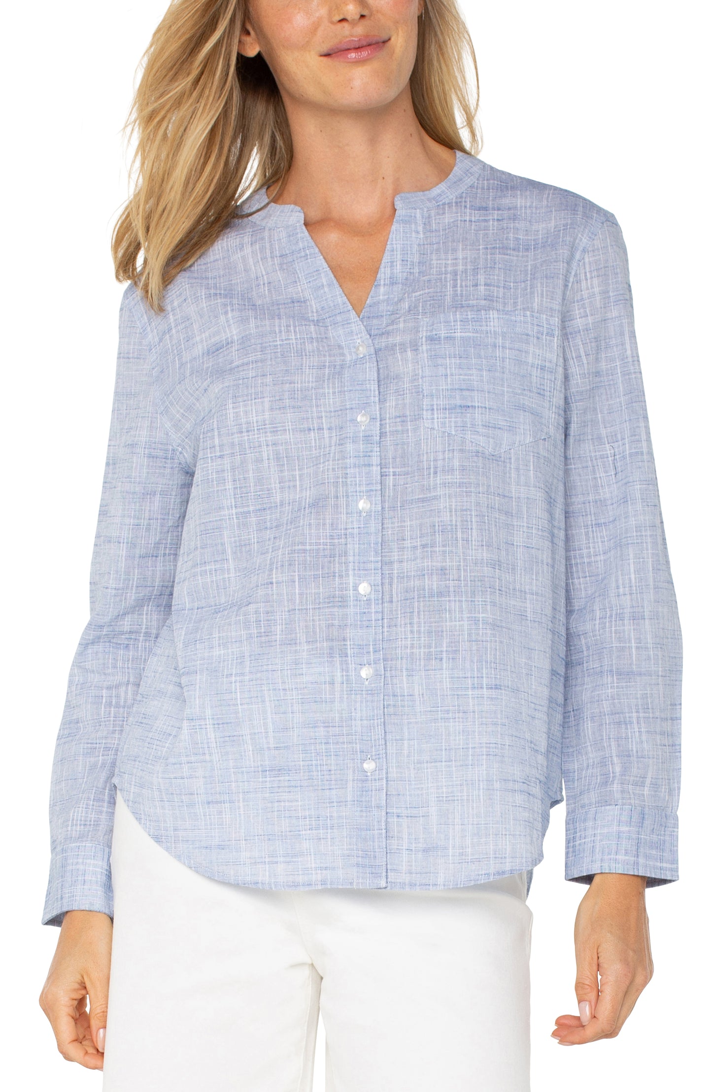 Liverpool Blue White Hatch Breezy Top