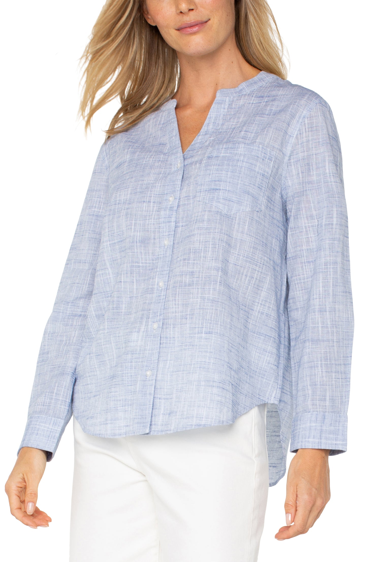 Liverpool Blue White Hatch Breezy Top