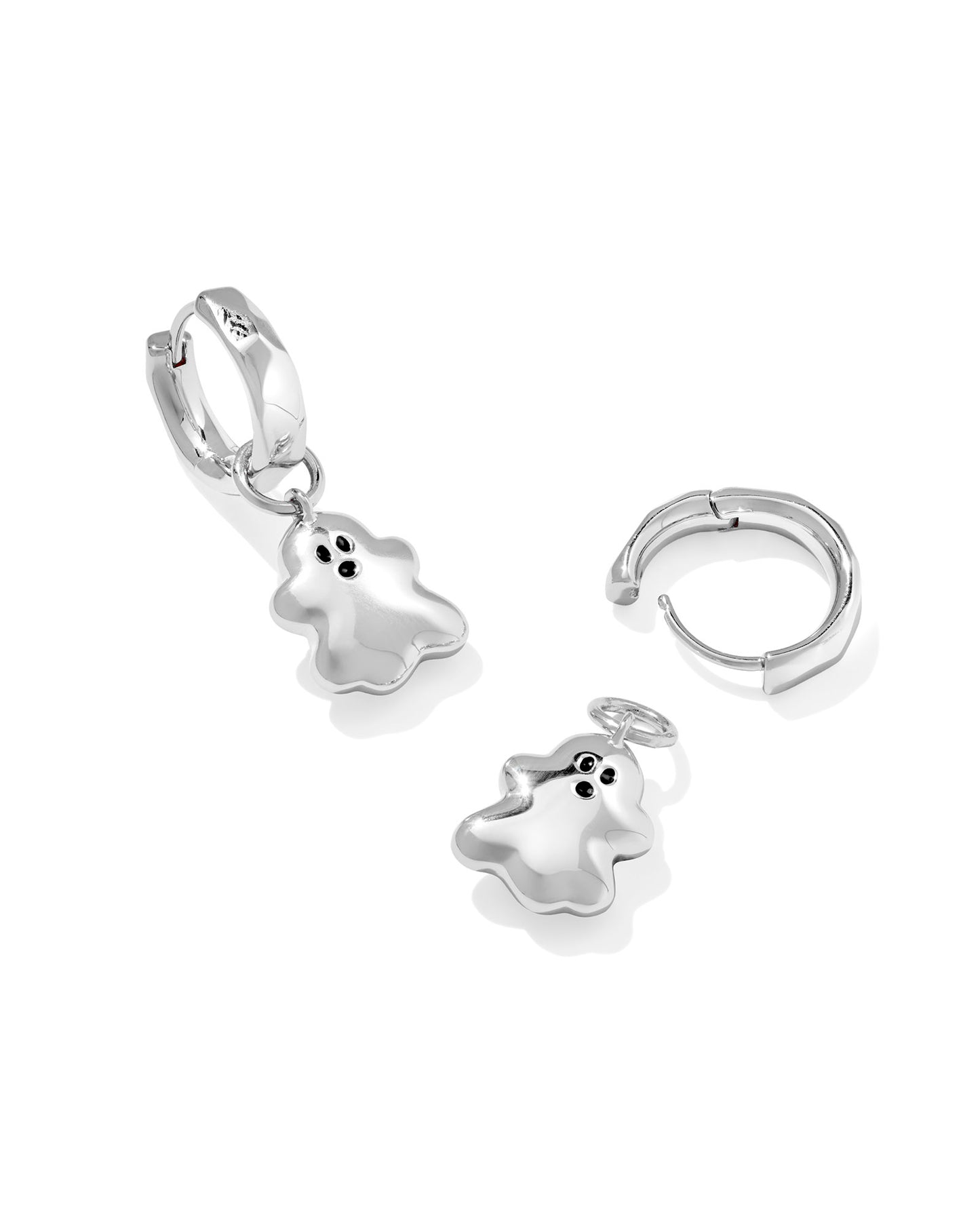 Kendra Scott GHOST HUGGIE EARRINGS SILVER WHITE MOTHER OF PEARL