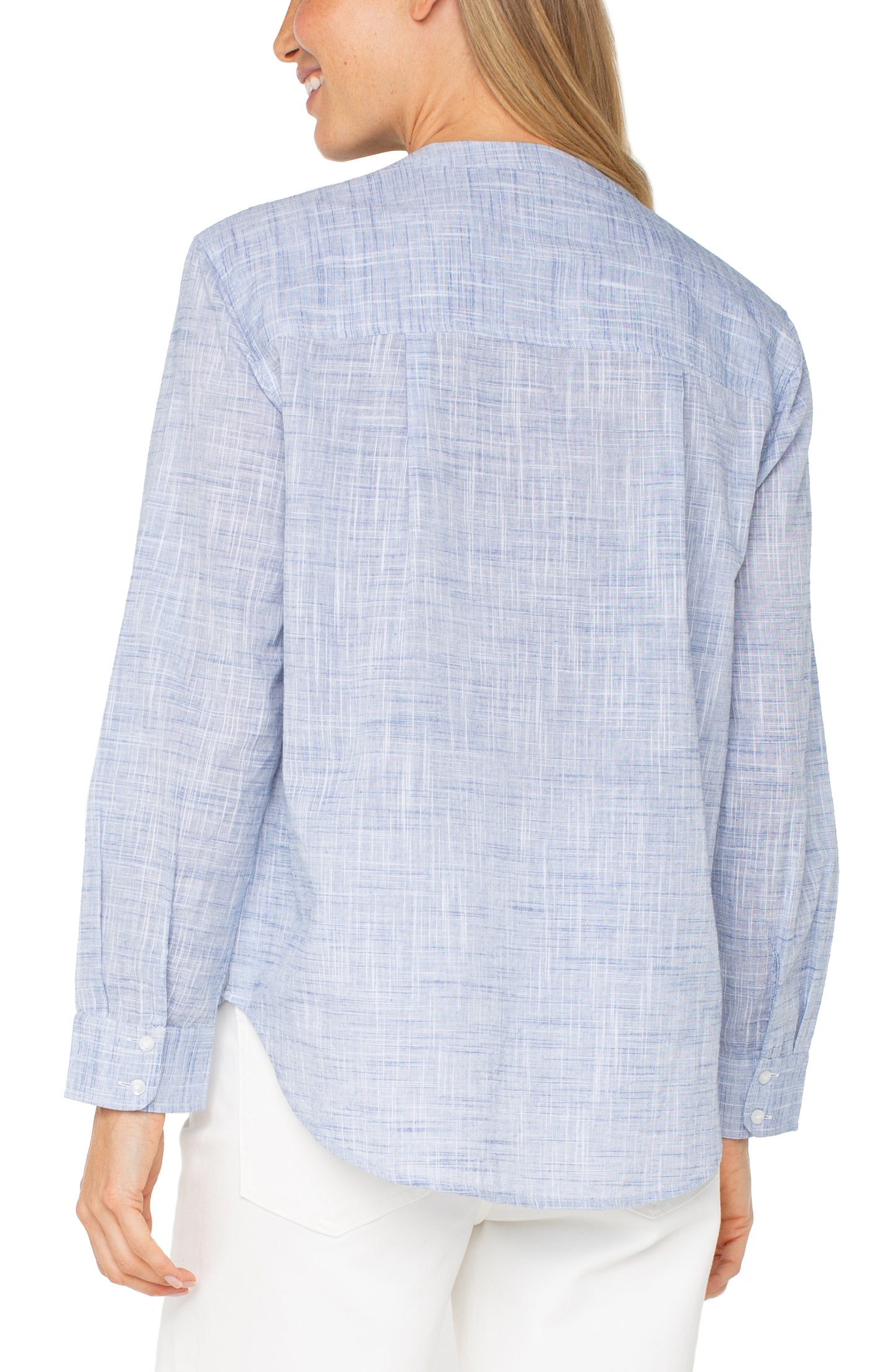 Liverpool Blue White Hatch Breezy Top