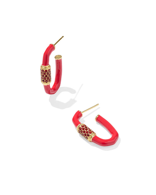 Kendra Scott EMERY ENAMEL HOOP EARRINGS (Black or Red)