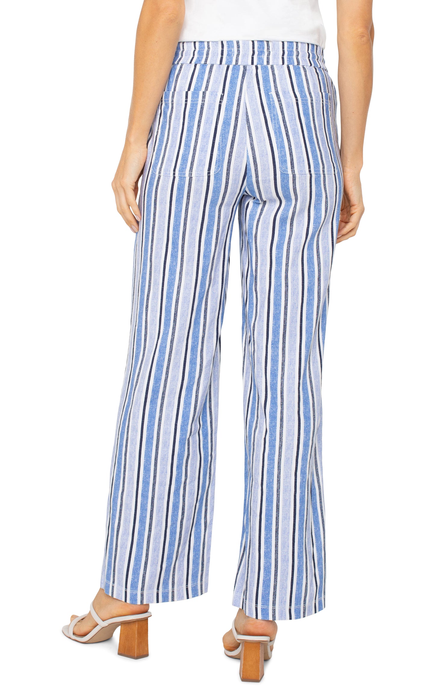Liverpool Tie Waist Ankle Wide Leg Stripped Pants