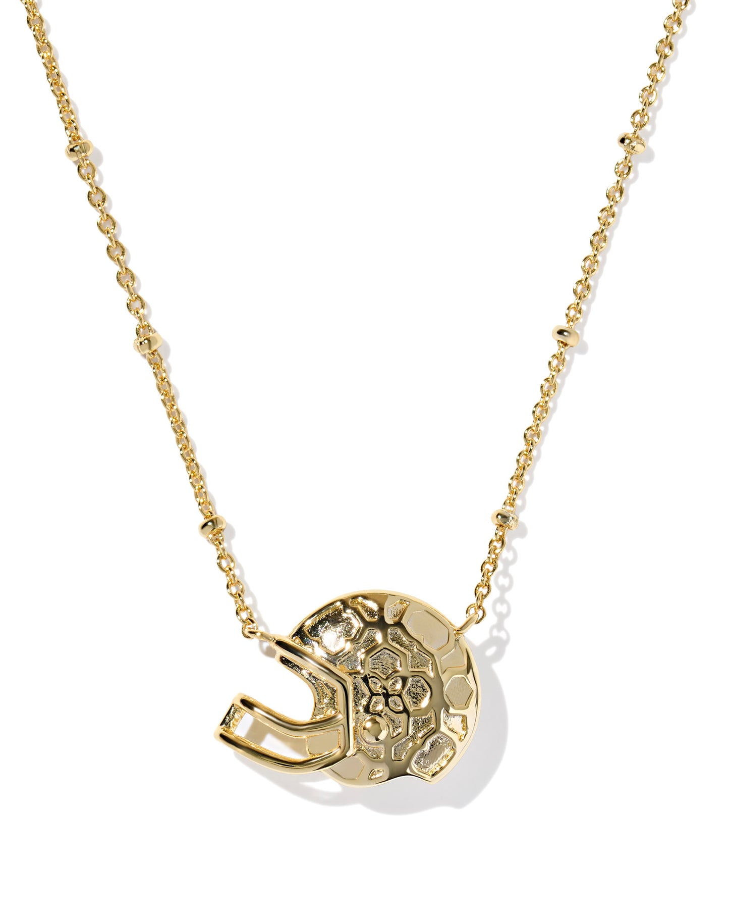 Kendra Scott FOOTBALL HELMET SHORT PENDANT NECKLACE GOLD IVORY MOTHER OF PEARL