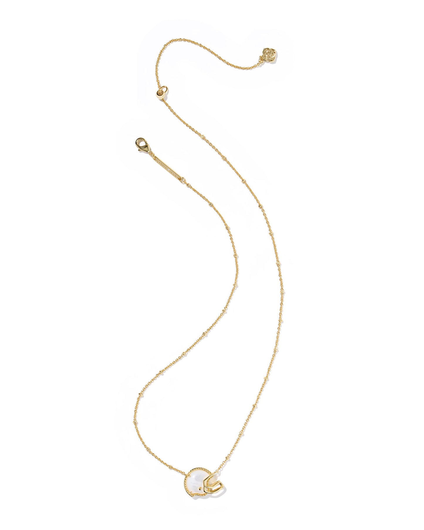 Kendra Scott FOOTBALL HELMET SHORT PENDANT NECKLACE GOLD IVORY MOTHER OF PEARL