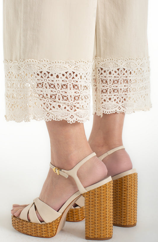 Liverpool Stride Wide Leg With Lace Trim