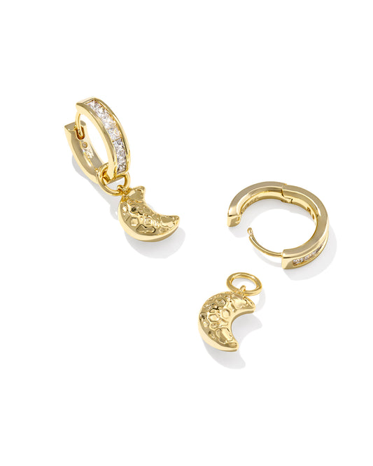 Kendra Scott MOON HUGGIE EARRINGS GOLD WHITE MIX