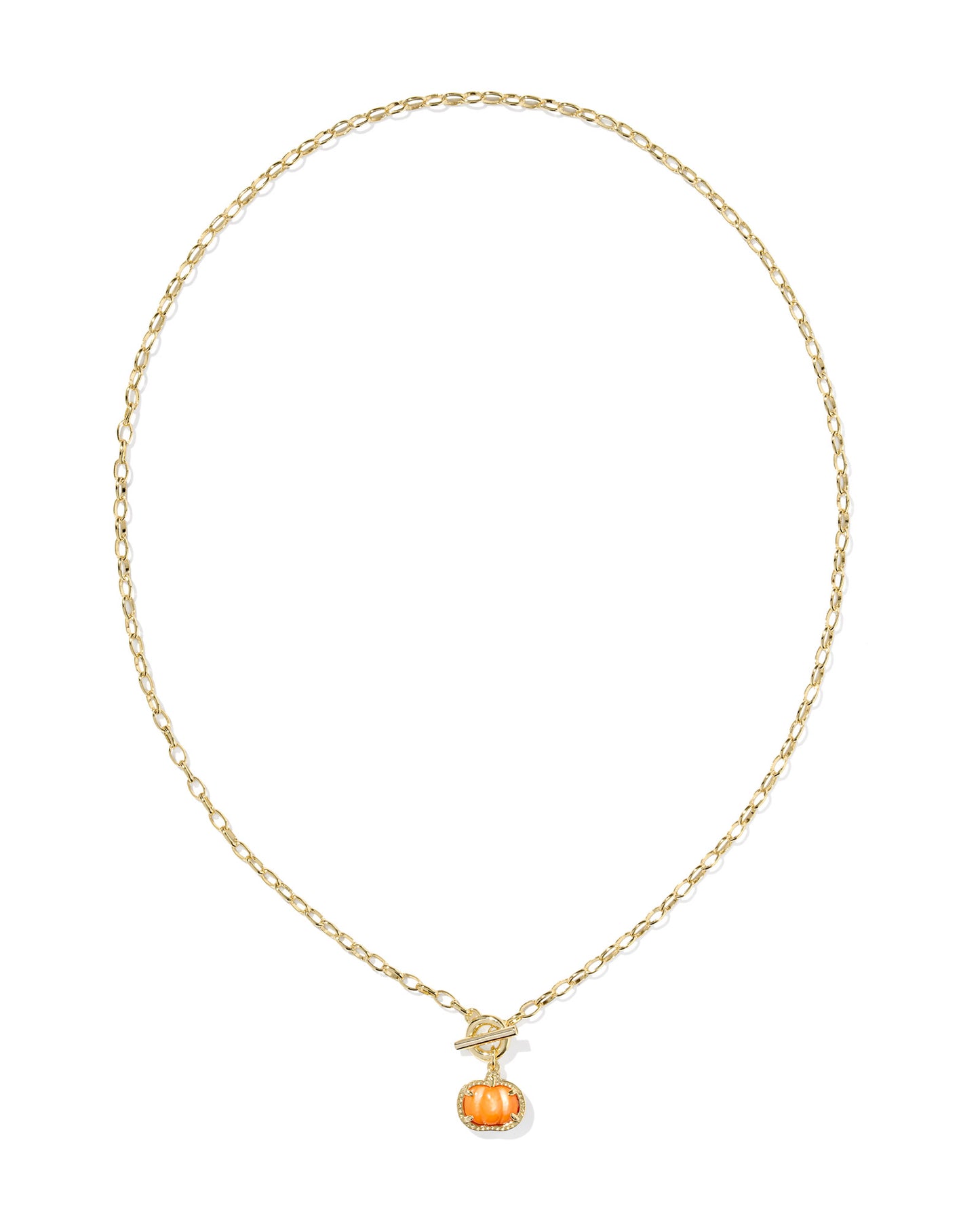 Kendra Scott PUMPKIN LINK AND CHAIN NECKLACE GOLD ORANGE MOTHER OF PEARL