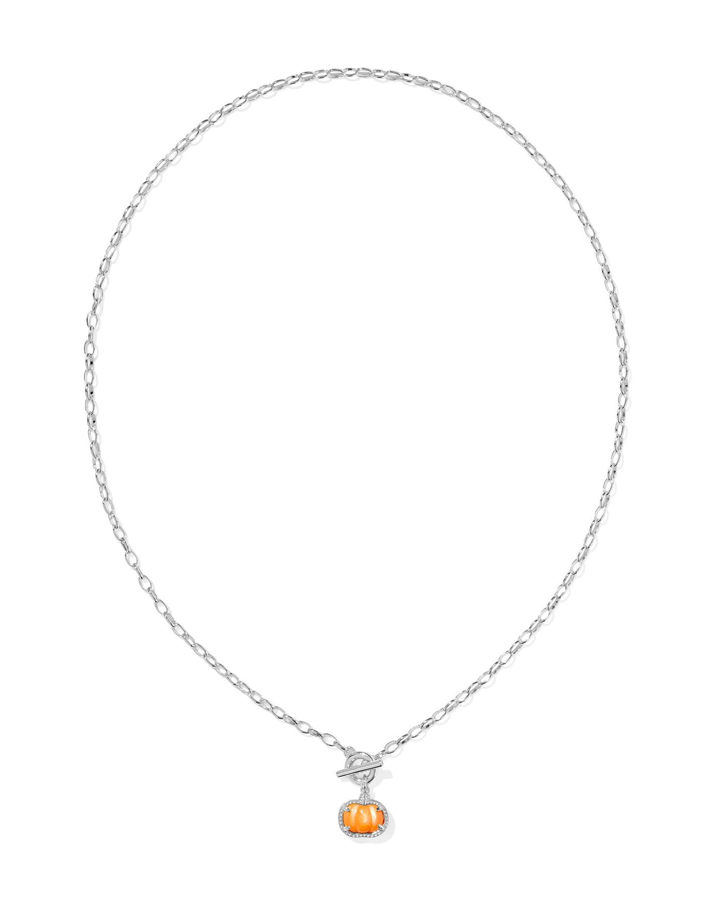 Kendra Scott PUMPKIN LINK AND CHAIN NECKLACE SILVER ORANGE MOTHER OF PEARL