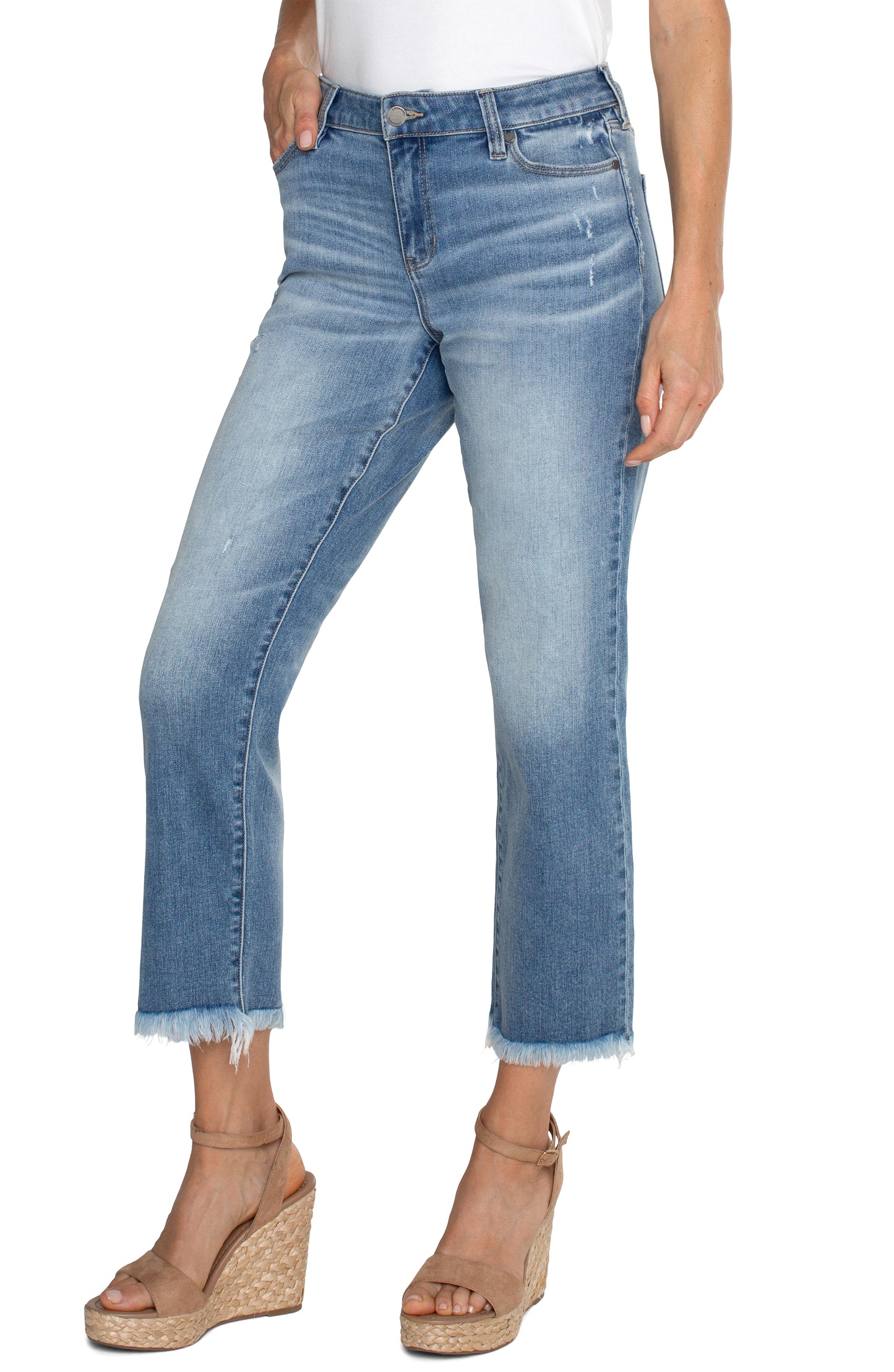 Liverpool KENNEDY CROP STRAIGHT WITH FRAY HEM