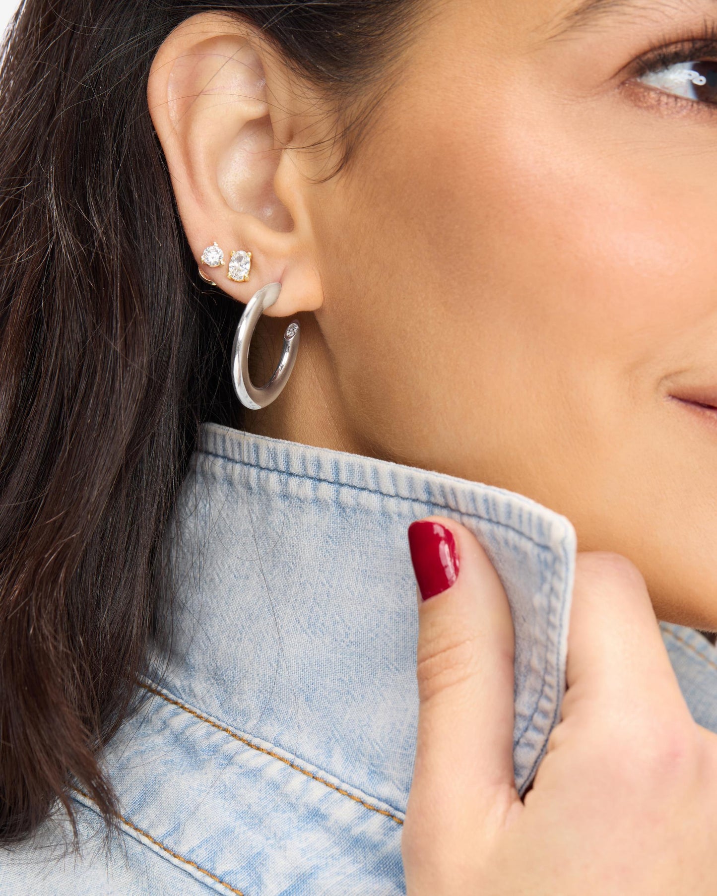 Melinda Maria Beacon Hoops 1" Silver