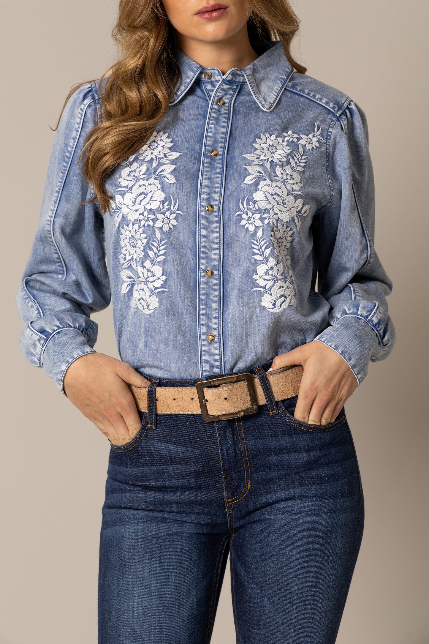 Kimes Ranch Mae Embroidered Denim Top