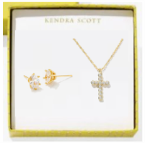 Kendra Scott CROSS CRYSTAL AND CAILIN CRYSTAL GIFT SET GOLD or SILVER WHITE CZ